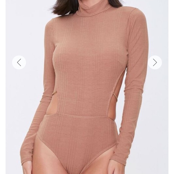 Mocha Brown Backless Mockneck Long Sleeve Bodysuit - Picture 6 of 10